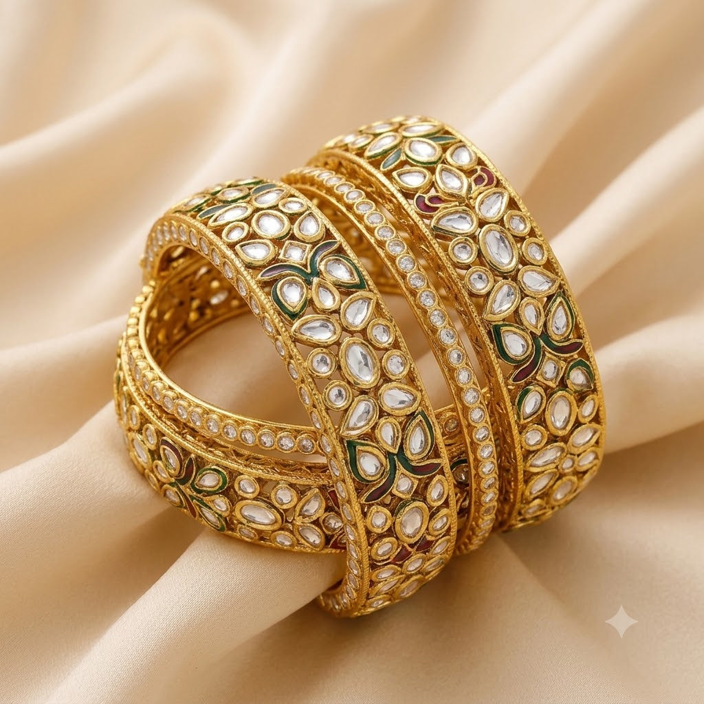 Rajwada Kundan Gold Bangles